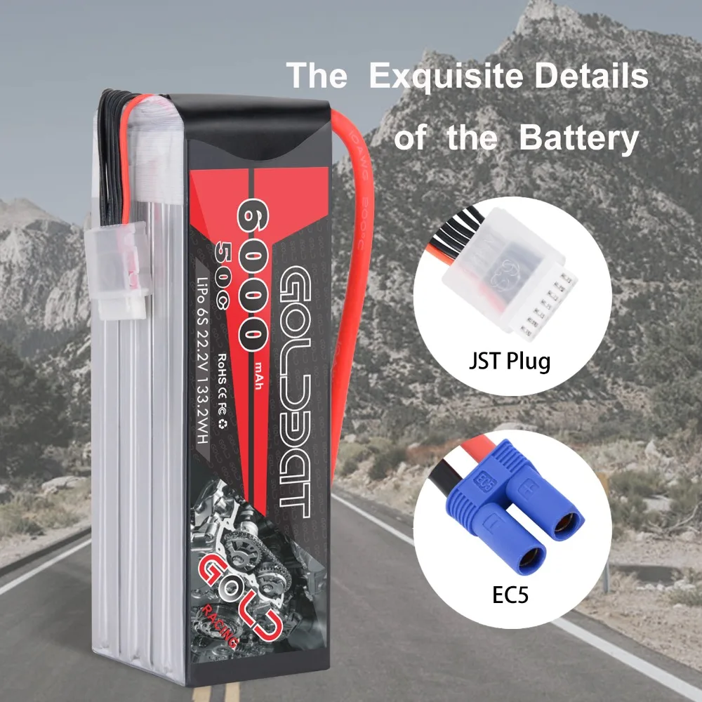 GOLDBAT 6S 6000mAh 22,2 V 50C LiPo RC Батарея с EC5 Plug and XT90 Разъем для RC автомобиль грузовик радиоуправляемая автомодель трагги RC Heli RC самолет Drone