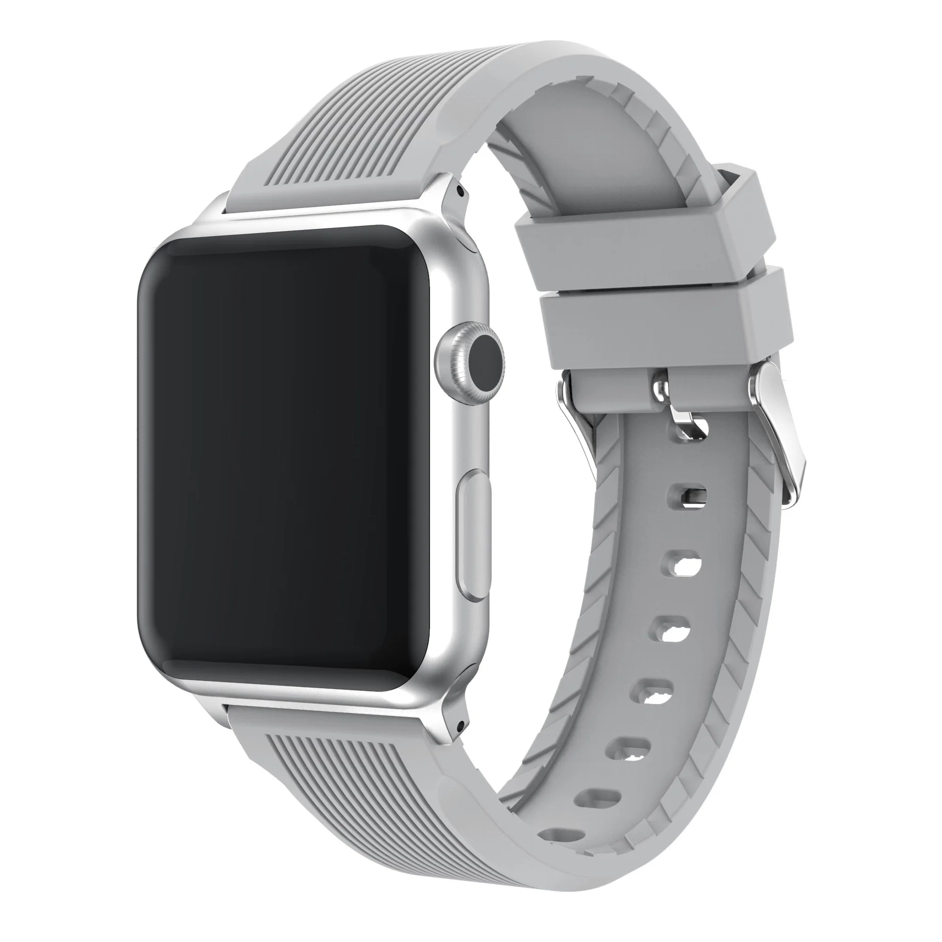 

Yayuu Striped Silicone Sport Soft Band Compatible for Apple Watch Series 4/3/2/1 simple design style Rugged Strap Replacement