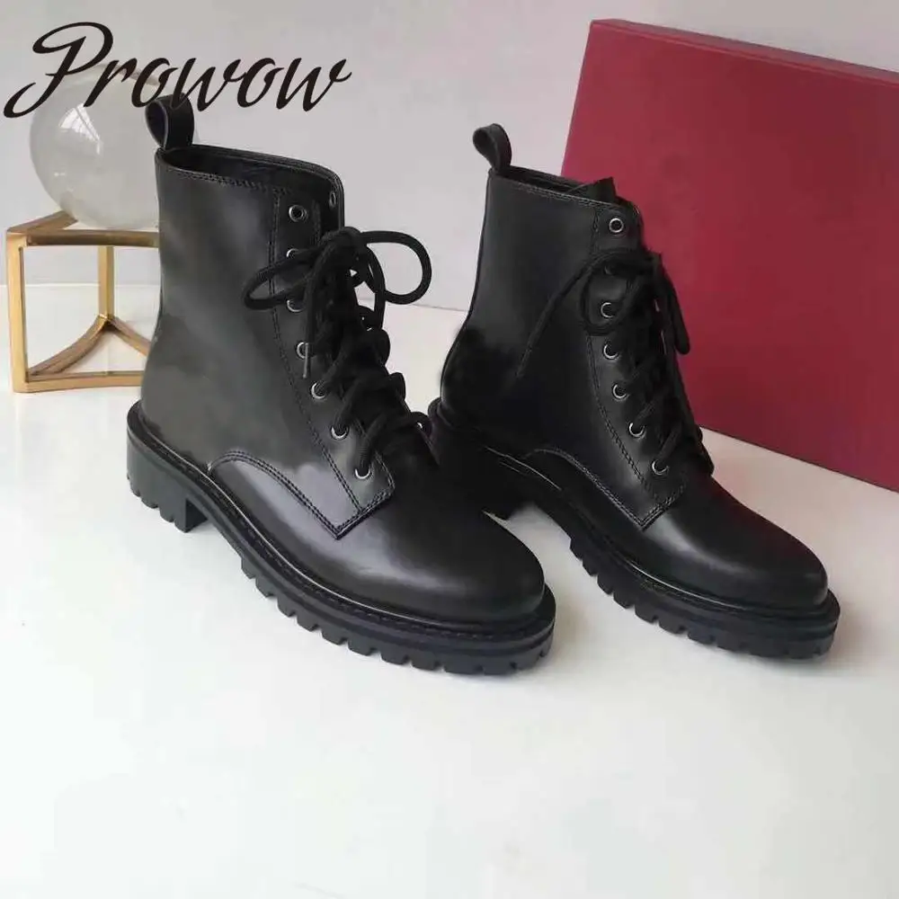 

Prowow New Genuine Leather Sexy Pointed Toe Women Boots Knee HIgh Slip On Motorcycle Boots Shoes Women Cowboy Boots