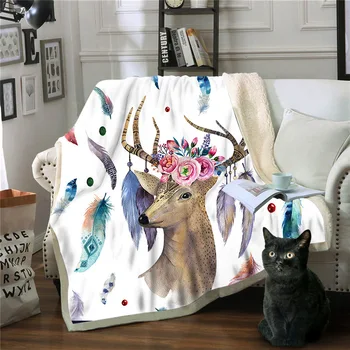 

Digital Printing Double Blanket Lazy Sofa Covered Carpet Nap Blanket Christmas Decorations for Home