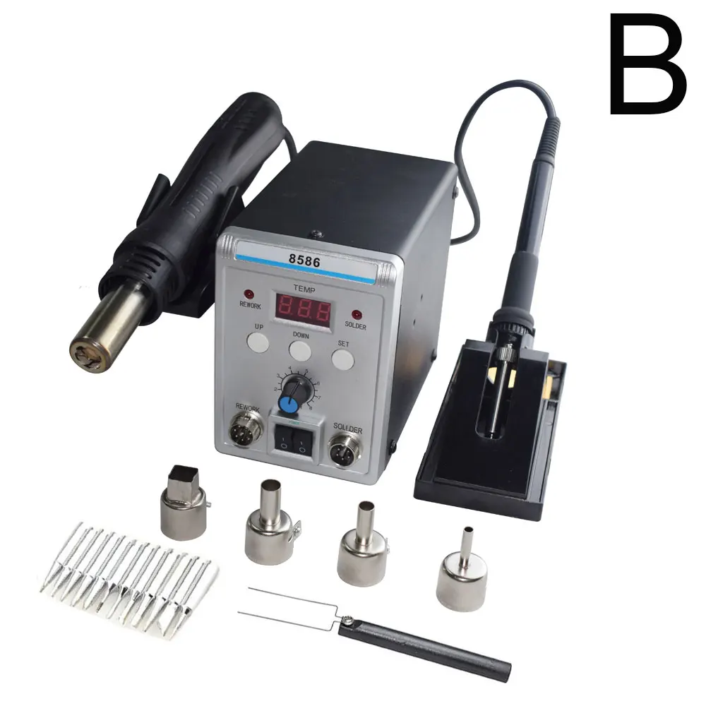 B Eruntop 8586 Electric Soldering Irons+Hot Air Gun Better SMD Rework Station - Цвет: B