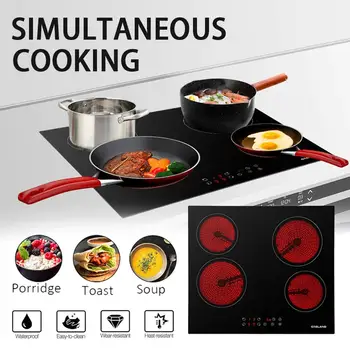 

ceramic glass 4 head Electric Infra Cooker TaoLu Four hot plates Touch control
