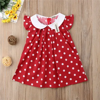 

Pudcoco Kids Girls Polka Dot Dresses Summer Red Dresses Toddler Sundress Outfit Dress 0-4y