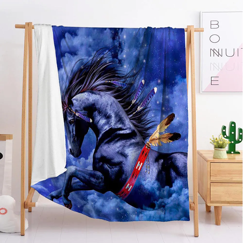

A running horse animal Custom blankets Large and small size throw blanket tapestry sleeping blanket flannel blanket bedding
