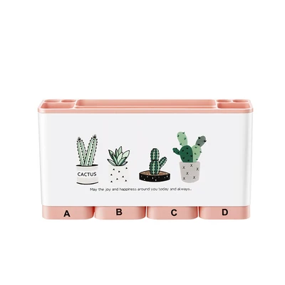 Pink-cactus Держатель для зубной щетки и зубной пасты, держатели для бритвы, аксессуары для ванной комнаты, набор настенных стоек, набор инструментов для ванной - Цвет: Pink-cactus