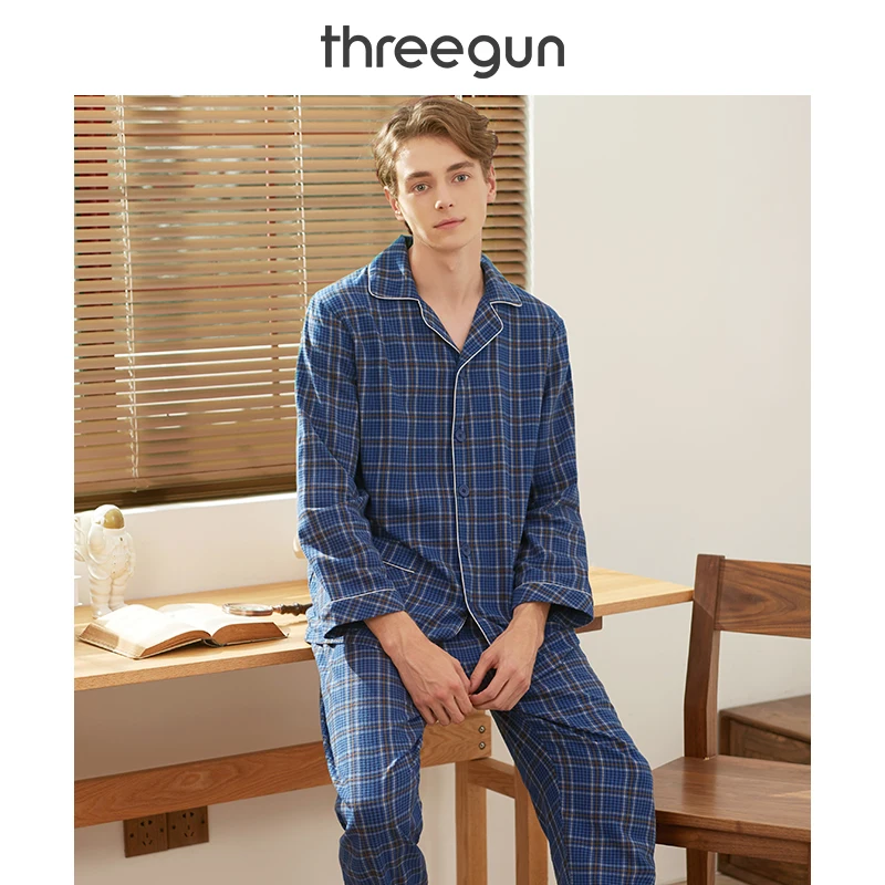 THREEGUN Пижамный комплект для мужчин и женщин Новинка года сезон осень зима