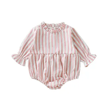 

Baby Girl Clothes Fashion Spring Autumn Newborn Infant Children Clothes Pink Stripe Romper Toddler Cute Long Sleeve Jumpsuit