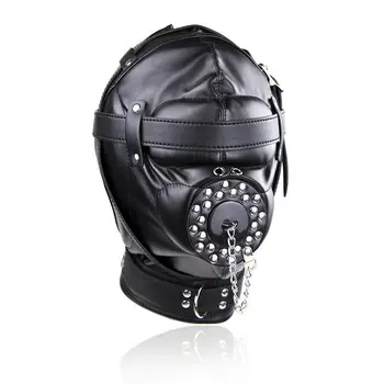 

Mask Leather Headgear Full Head Harness Hood Eye Mouth Leder Tight Bondage Toy