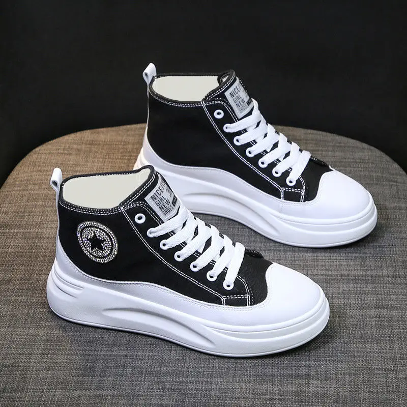 

Women Canvas Shoes 2020 Autumn New Thick-soled Short Boots Students Sports Casual shoes White Vulcanized Shoes Woman Sneakers