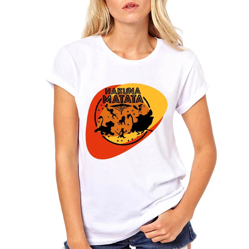 

Women Tshirt Hakuna Matata Lion King Cartoon Cute Print Woman Camisas Mujer T Shirt Harajuku Kawaii Top Tee Female T-shirt