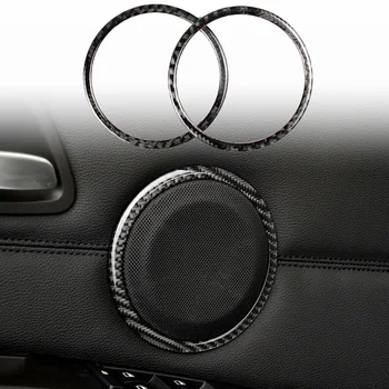 

Decor Door Speaker Decoration Rings Audio Replacement Black Carbon Fiber