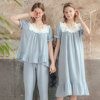 

Pajamas Women Summer Short Pajamas Cotton White Pajamas Sexy Ladies Suit Short Sleeves Home Clothes Pajamas Women