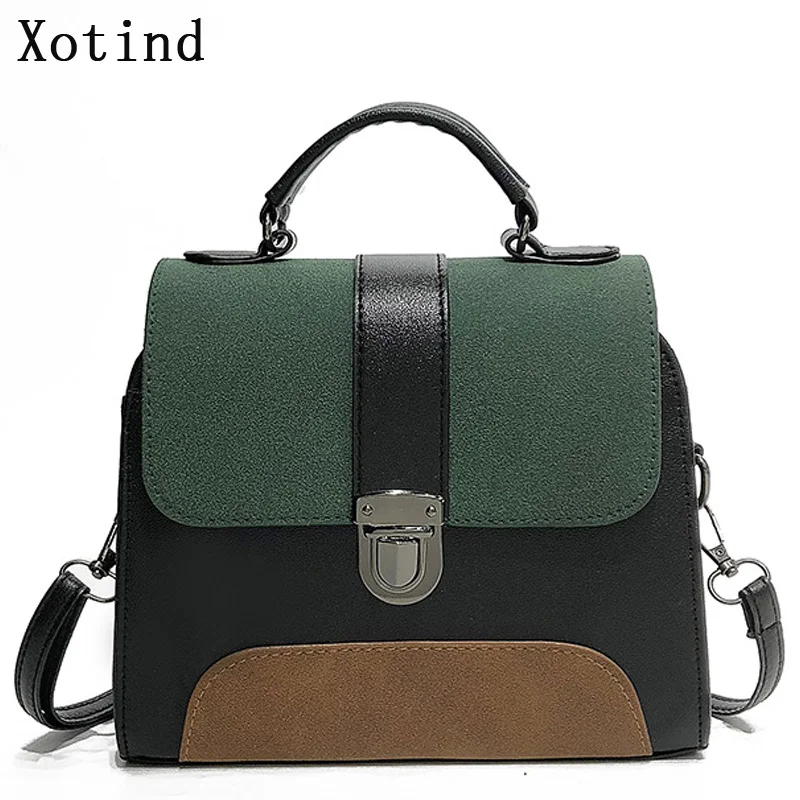 

2019 PU Leather Women Crossbody Bag Famous Designer Brand Handbag Fashion Contrast Color Portable Ladies Shoulder Messenger Bag