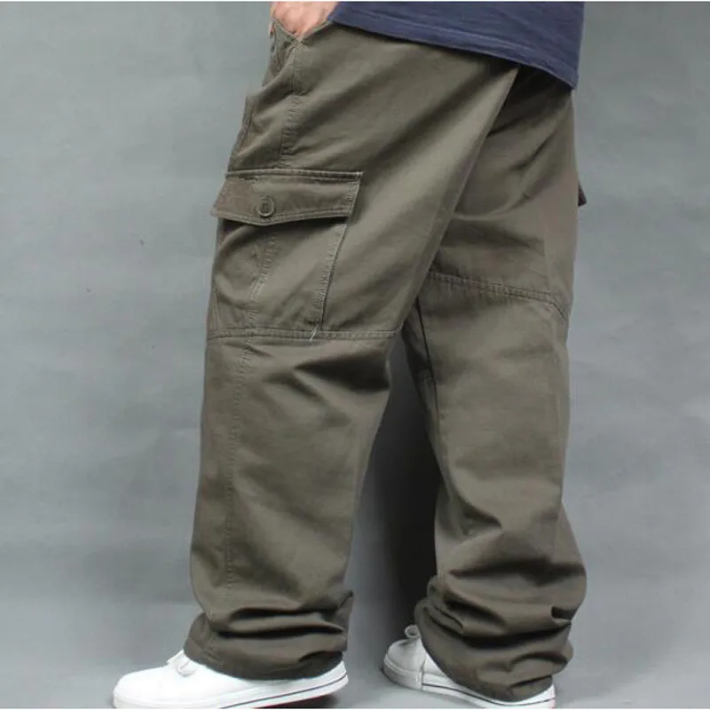

Мужские утепленные брюки на осень и зиму, повседневные Свободные Комбинезоны, хлопковые брюки-карго с высокой талией, мужские брюки, Мужская одежда, размеры