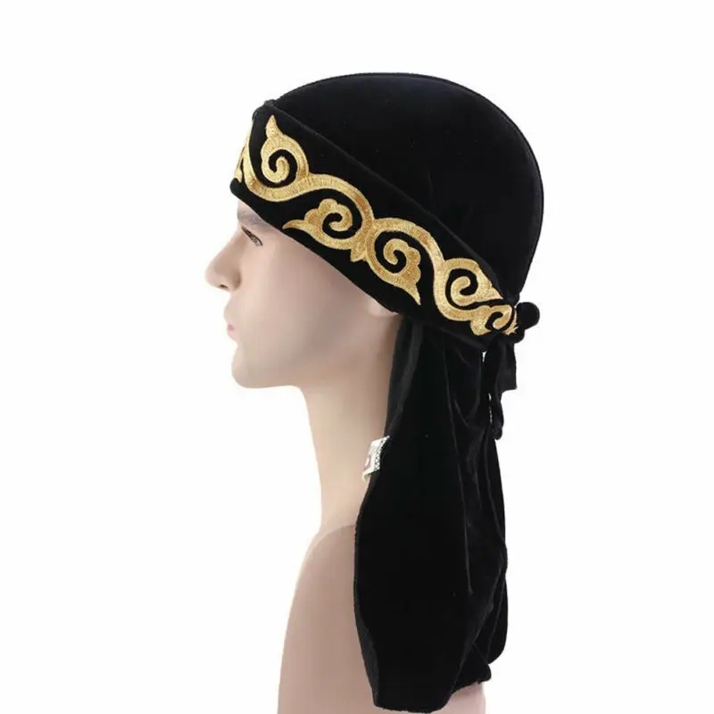 США Herren длинный хвост бархатная Бандана тюрбан hute Doo Durag головные уборы пиратские колпачки обертывания