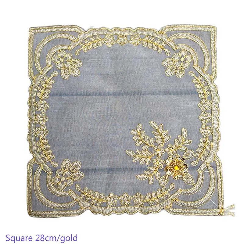 Новинка Золотая искусственная кофейная вышивка блестящий коврик для стола ткань