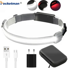 

COB Sensor Headlight Led Headlamp Built-in Battery Rechargeable Head light Strip Waterproof Lamp Lighting for Camping Running