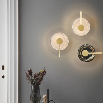 

Nordic led wall lamp creative marble living room background wall hotel aisle decoration designer bedroom bedside lamp