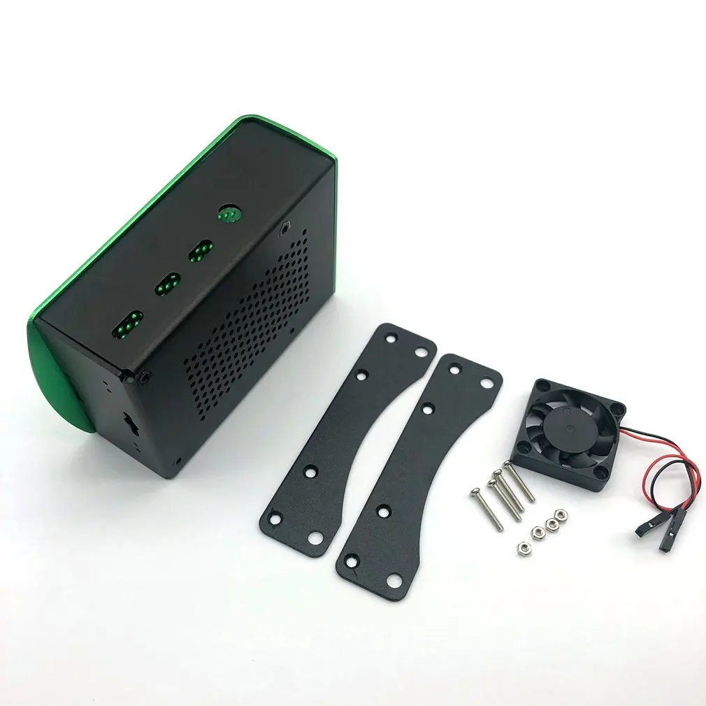 Для Raspberry Pi 4B алюминиевый корпус зеленый металлический корпус коробка с вентилятором зеленый корпус для RPI 4 Модель B RPI 4B чехол