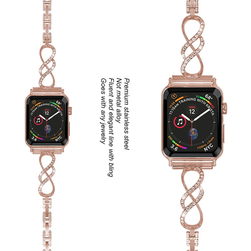 Ремешок Алмазный для apple watch 3 сменный металлический браслет iwatch serice 5 4 38 мм 42 6
