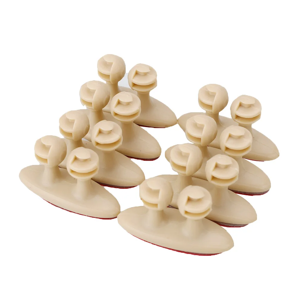 8Pcs Car Vehicle Wire Cord Cable Holder Clips Fixer Organizer Adhesive - Название цвета: beige