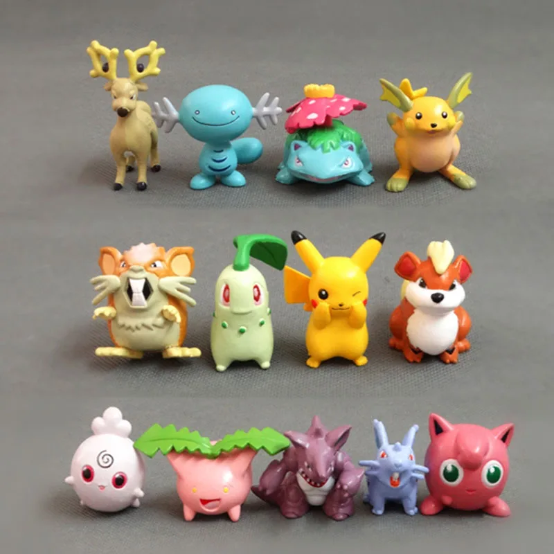 Takara Tomy 13 шт./компл. 5 см Totodile Geodude Pidgeot Chikorita Пикачу Покемон фигурку Модель Коллекция