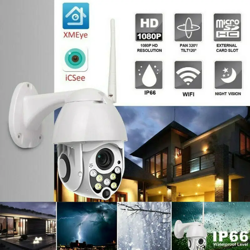 

IP66 Waterproof Outdoor WiFi PTZ Pan Tilt IP Camera 1080P HD Infared Night Vision Home Security Surveillance Camera
