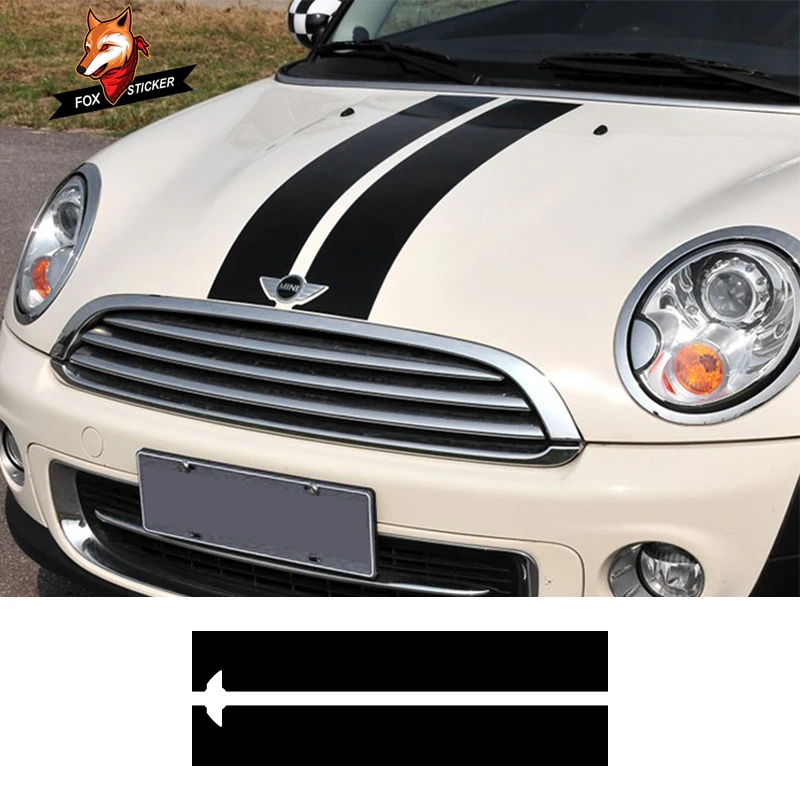 Austin Mini Classic Cooper Bonnet stripes OEM shape size stickers Decals Quality 