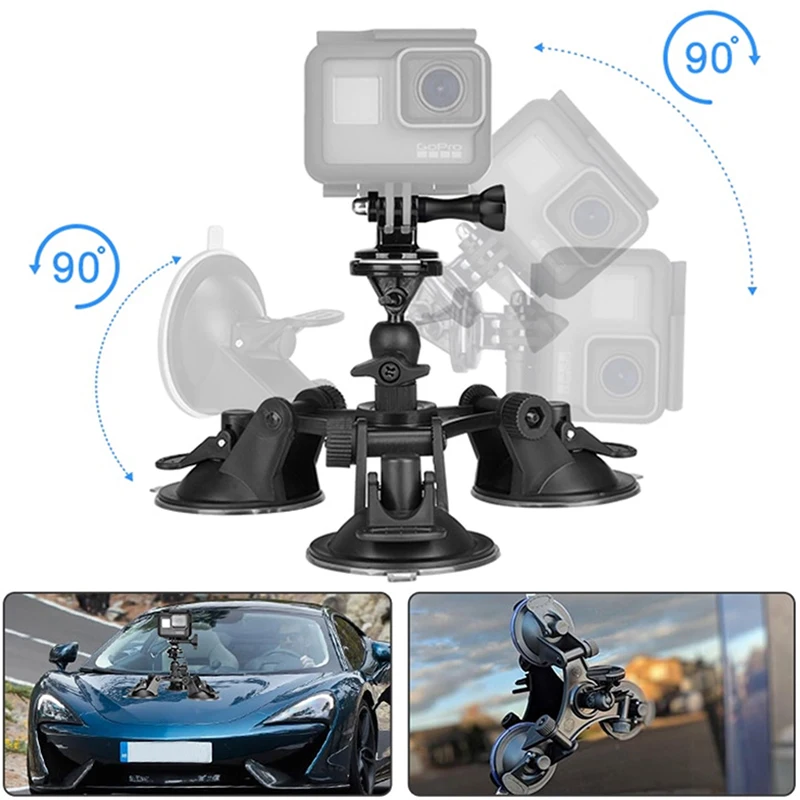 Тройная присоска стабилизация Кронштейн Автомобильный держатель для DSLR GoPro Hero Osmo Action JLRJ88