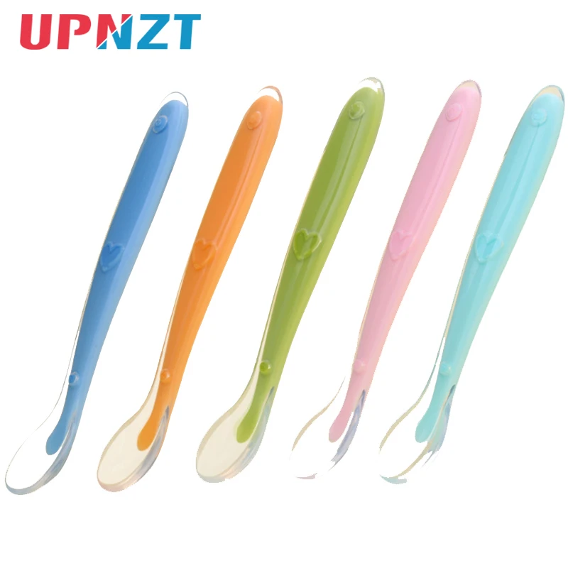 

Baby Spoons Feeding Dishes Tableware for Children Candy Color Silicone Tools-for-patchwork Soup Ladel Infant Cutlery