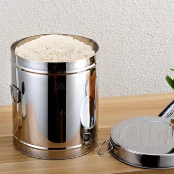

Rice bucket household stainless steel rice storage box pest control moisture-proof rice cylinder flour storage tank