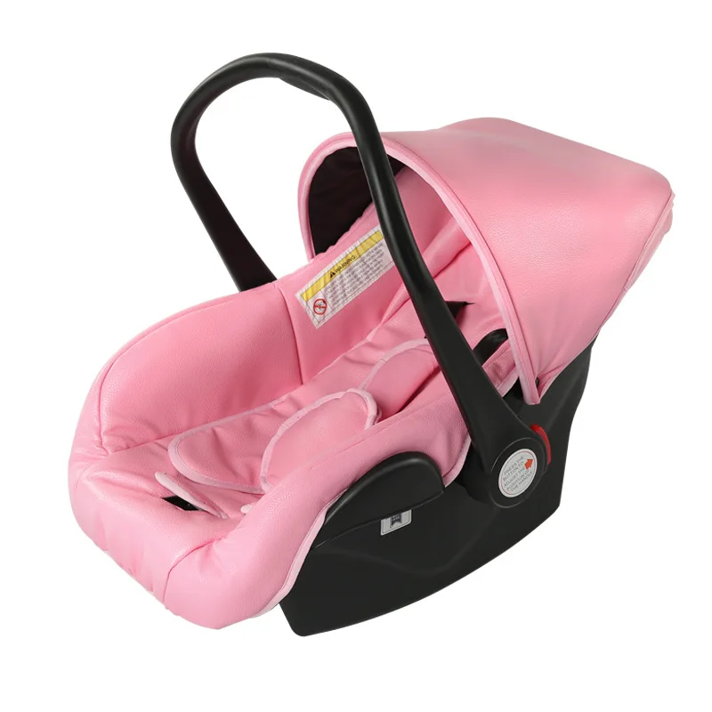 pink car seat Роскошная Высокая детская коляска 2 в 1, прогулочная коляска для путешествий, для новорожденных, Европейское кожаное автомобильное кресло, коляска на колесиках, европейская налоговая - Цвет: pink car seat