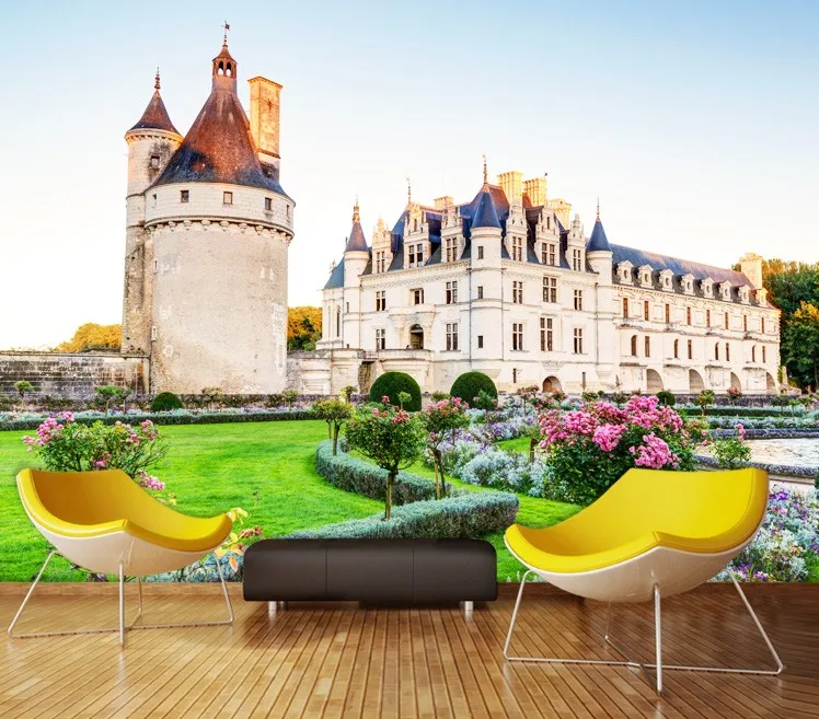 

Drop Shipping Photo Wallpaper The Television Background Wall Building European Castle Of 3D Seamless Non-woven Wallpaper Qiangbu