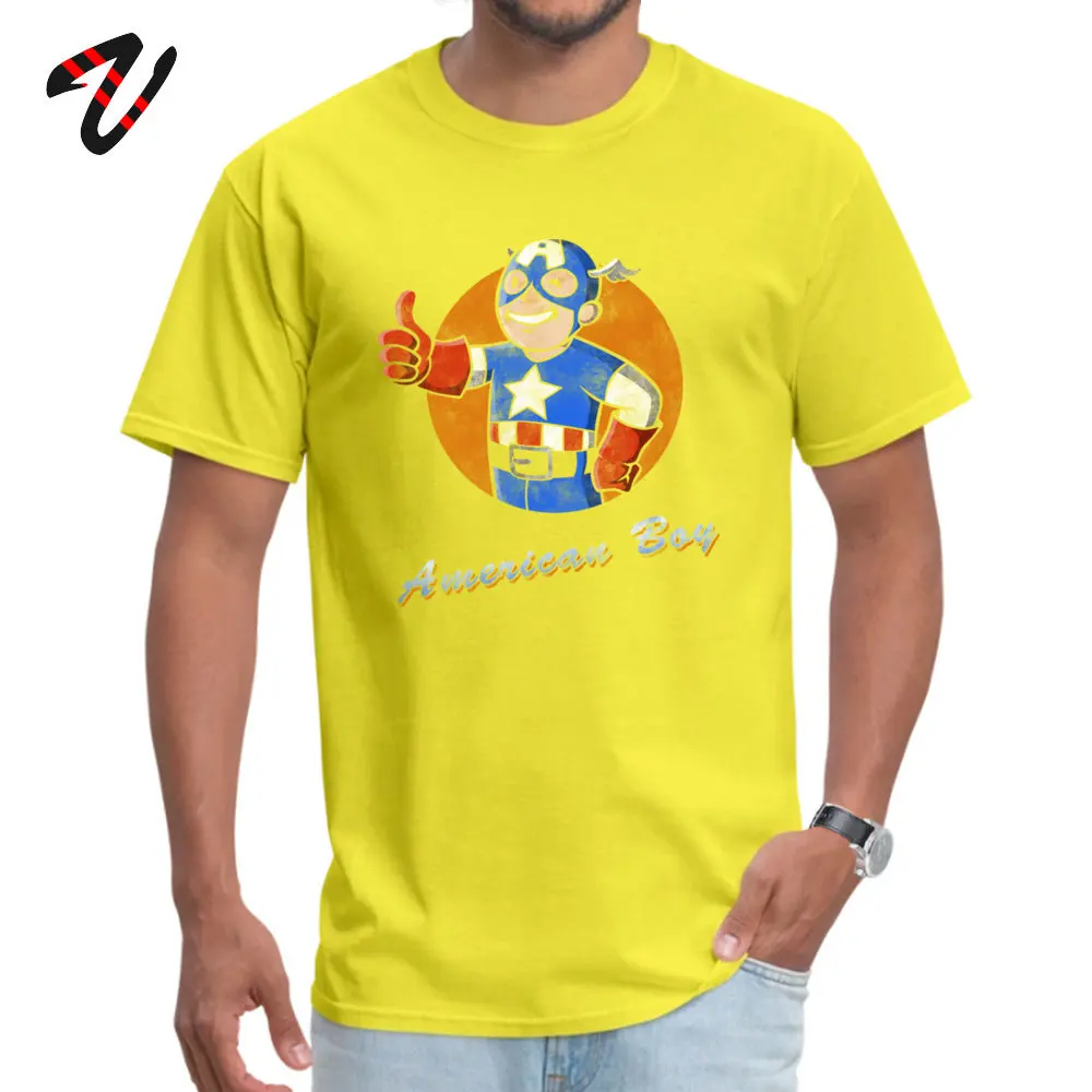 Male Coupons Slim Fit T Shirt Crewneck Lovers Day 100% Cotton T Shirt Printed Short Sleeve American_Boy_ Tops Shirt American_Boy_7588 yellow
