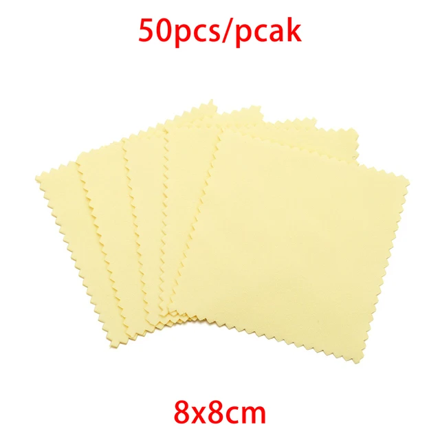 10-50pcs Polish Polishing Cloth Silver Color Cleaning  Polishing Cloth Soft Clean Wipe Wiping Cloth For Silver Gold Jewelry Tool Yellow 8x8cm 50Pcs