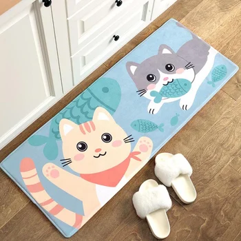 

Cartoon Home Door Mats Bathroom Toilet Absorbing Floor Pads Non Slip Bathing Rugs Super Soft Door Mat Rug Cat And Fish Decor Rug