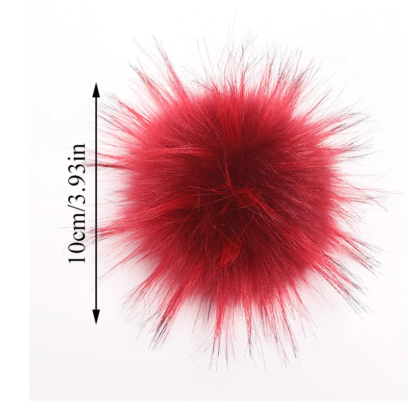 Искусственный меховой помпон 10 см с кнопкой из искусственного меха енота