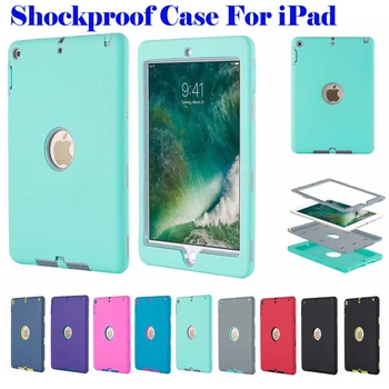 

Shockproof 3 Layers Cases For iPad Mini iPad 10.2 7th iPad Air Air 2 iPad 2/3/4 High-Impact Soft Rubber Silicone+Hard PC Cover