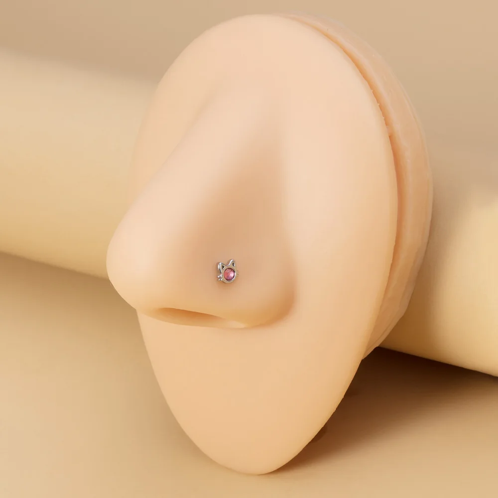1PC 20G Surgical Steel nose rings for Women Girl Eye Cat Flower Alien Paw Spider Screw Bend Nose Piercing Jewelry Punk Gift