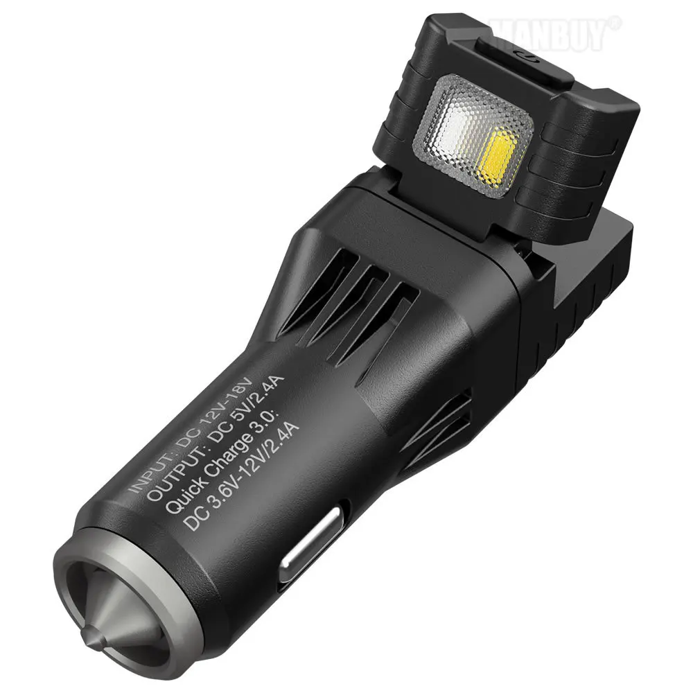 2020 New Nitecore vcl10 Multifunctional All-in-one Vehicle gadget QC 3.0 Vehicle charger Glass Breaker Emergency Warning Light