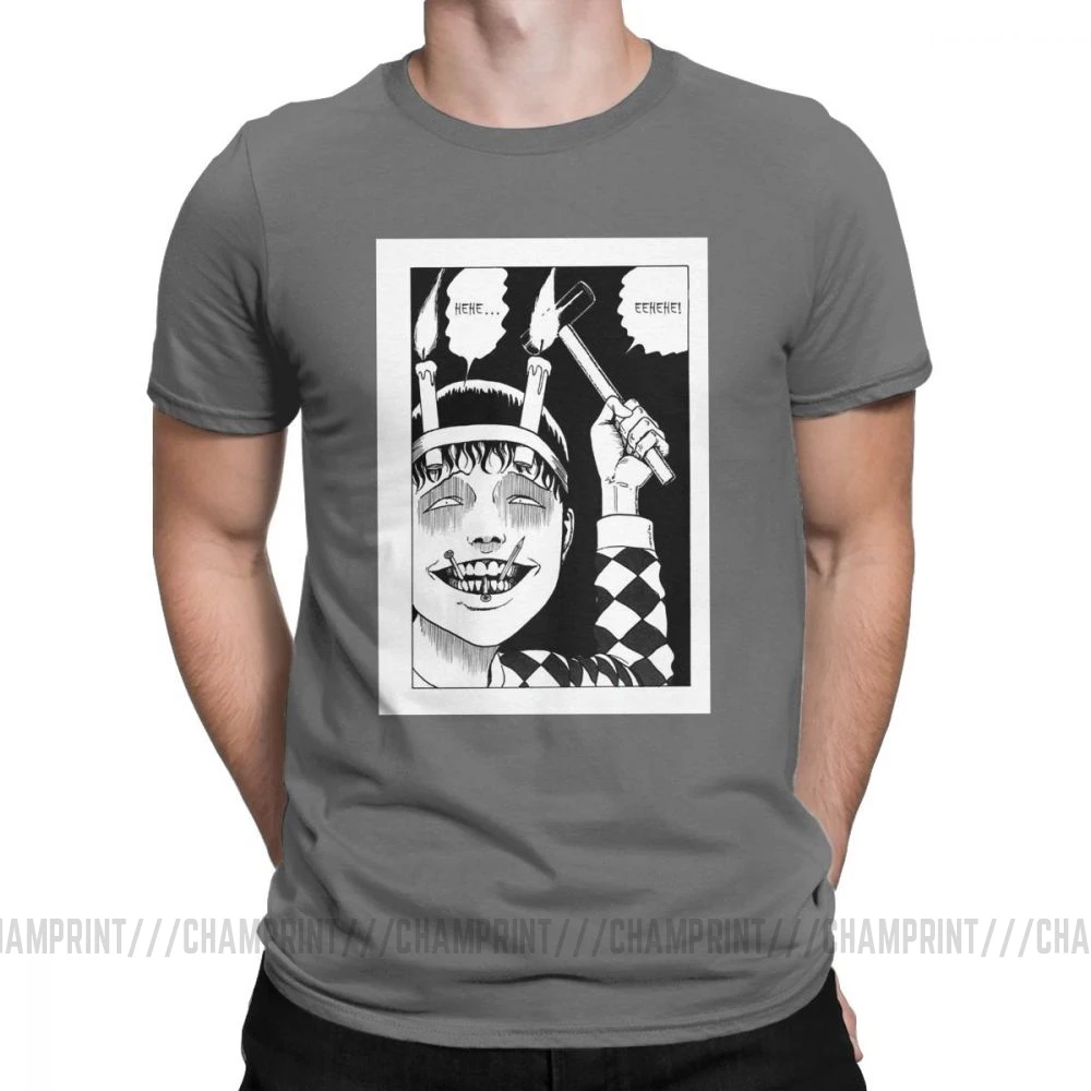 Винтажные мужские футболки Junji Ito, хлопок, футболка Tomie Japanese Kago Manga Horror Harajuku, футболки с коротким рукавом, Подарочная одежда - Цвет: Темно-серый