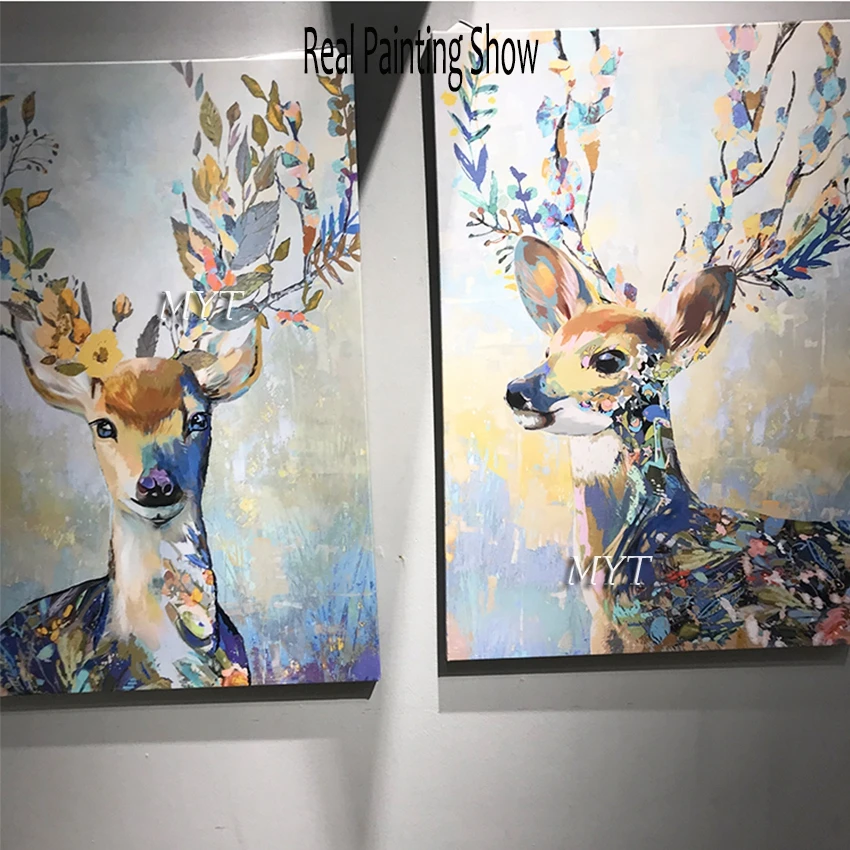 油絵　鹿　DIY 額縁付き 油絵 鹿 DIY 額縁付き 油絵鹿DIY 額縁付き