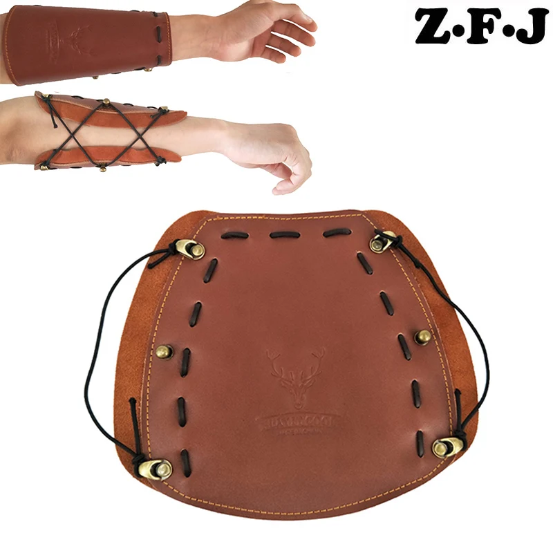 

1pcs Traditional Cowhide Genuin Leather Archery Arm Guard Restraint Protector Pull Bow protect Arm For Hunting Archery Accessory