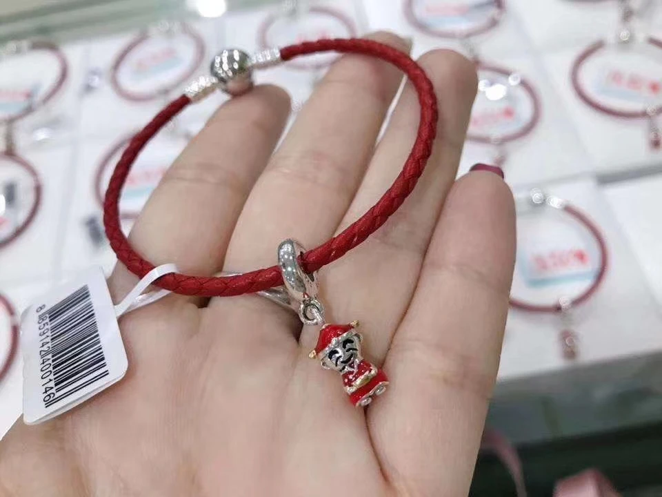 YPD41 925 Серебряный Красный веревочный браслет Девочка День рождения DIY браслет подарок