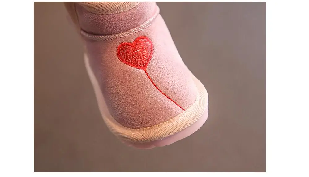 Genuine Leather Baby Girl Boots Warm Fur Little Children Winter Boots Outdoor Non-slip Toddler Boots 0-3 Years Baby Snow Boots