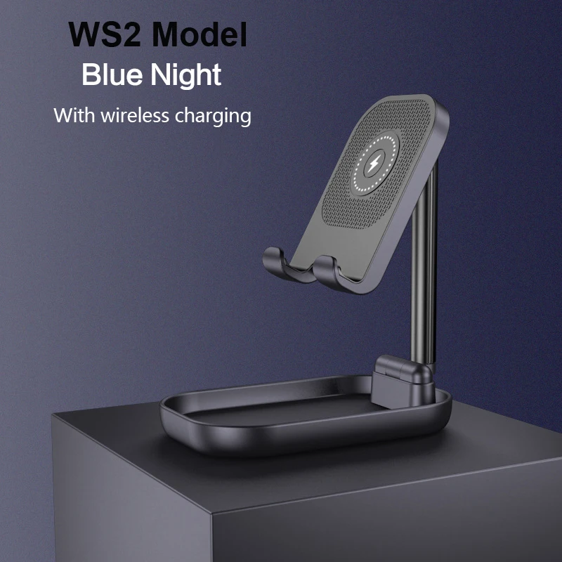 WS2 Blue 10 Вт Qi Беспроводное зарядное устройство алюминиевый сплав Настольный телефон Подставка для планшета Беспроводная зарядная подставка держатель для мобильных планшетов для iPhone 11 iPad - Цвет: WS2 Blue