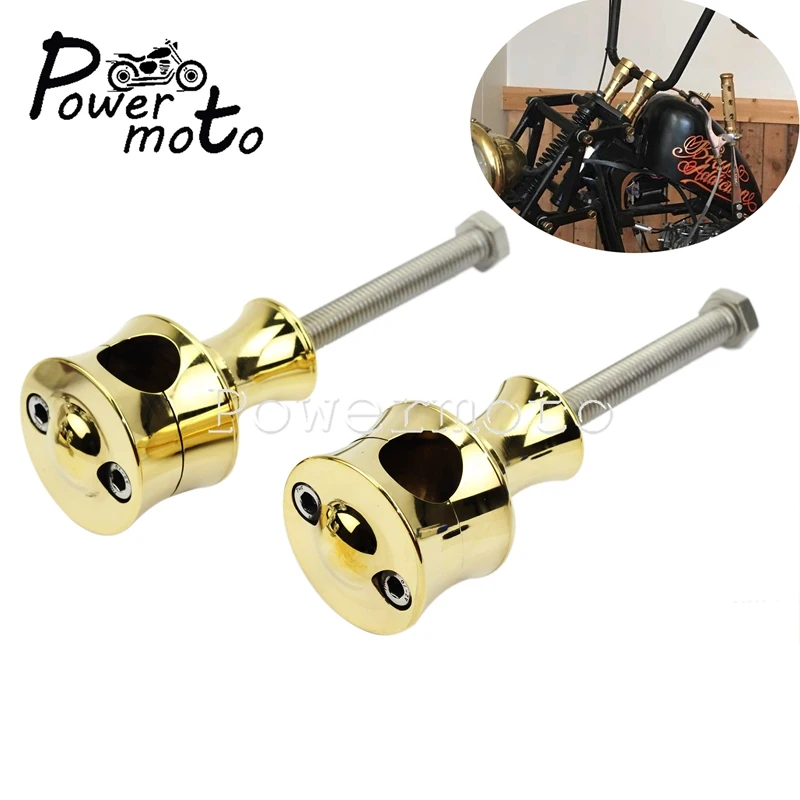 

Motocycle 25mm 1" Handle Bar Risers Clamp Retro Cafe Racer Golden Brass Handlebar Riser Mount For Harley Touring Chopper Bobber