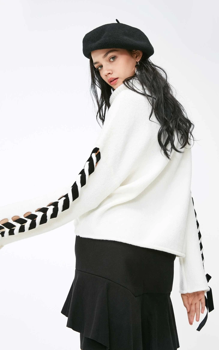 Vero Moda женский свободный крой с вырезом и высоким вырезом на шнуровке вязаный свитер | 318313506