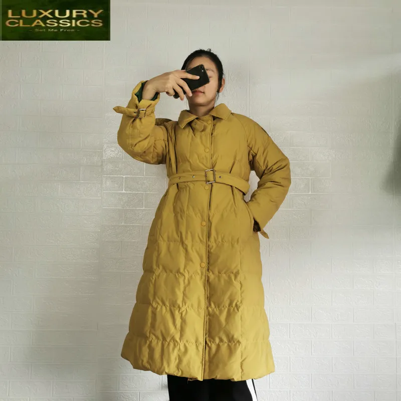 

Thick Winter Coat Female Warm Long Duck Down Jacket Women Clothes 2021 Korean Elegant Down Women's Park Belt Hiver LW2357