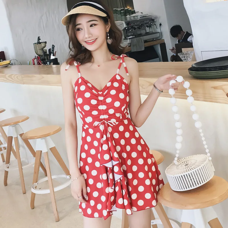 

Swiming Suit Women One Piece Swimwear 2019 Bathing Bikinis Female Women's Swimsuit Sexy Pure New Dot Halter Neck Backless